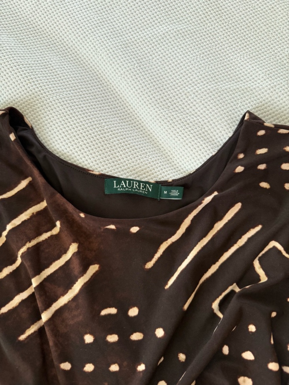 Ralph Lauren Brown Printed Cap-Sleeve Mini Dress - Picture 3 of 8